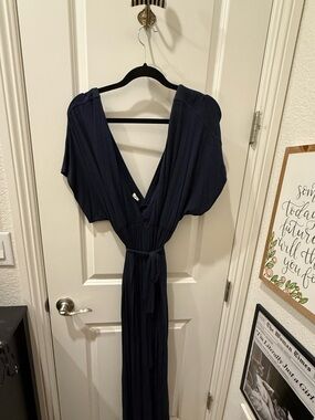 J.Crew navy V-Neck Maxi Wrap Dress